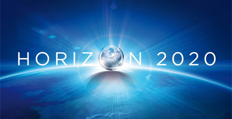 Das Bild zeigt das Logo des neuen Rahmenprogramms für Innovation und Forschung. Zu sehen ist der Schriftzug 'Horizont 2020'.