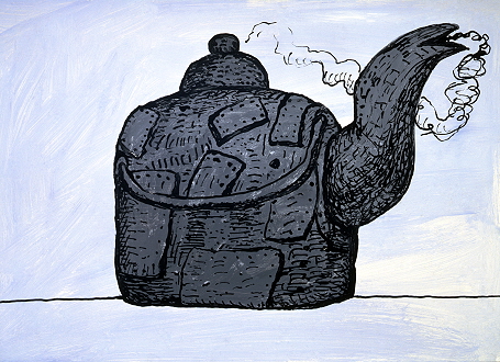 Philip Guston, Untitled (Kettle), 1980: Acryl auf Karton, 510 x 760 mm, Privatsammlung, © The Estate of Philip Guston, New York (Foto: David McKee Gallery, New York)