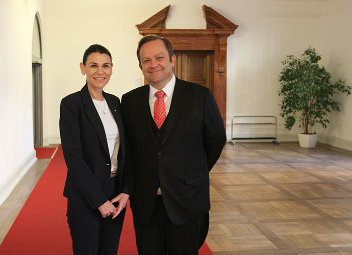 Kunstministerin Kieche und Kulturminister Prešiček bei ihrem Treffen im Bayerischen Staatsministerium für Wissenschaft und Kunst